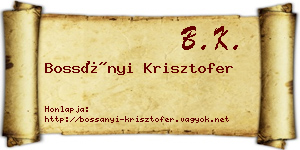 Bossányi Krisztofer névjegykártya