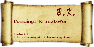 Bossányi Krisztofer névjegykártya